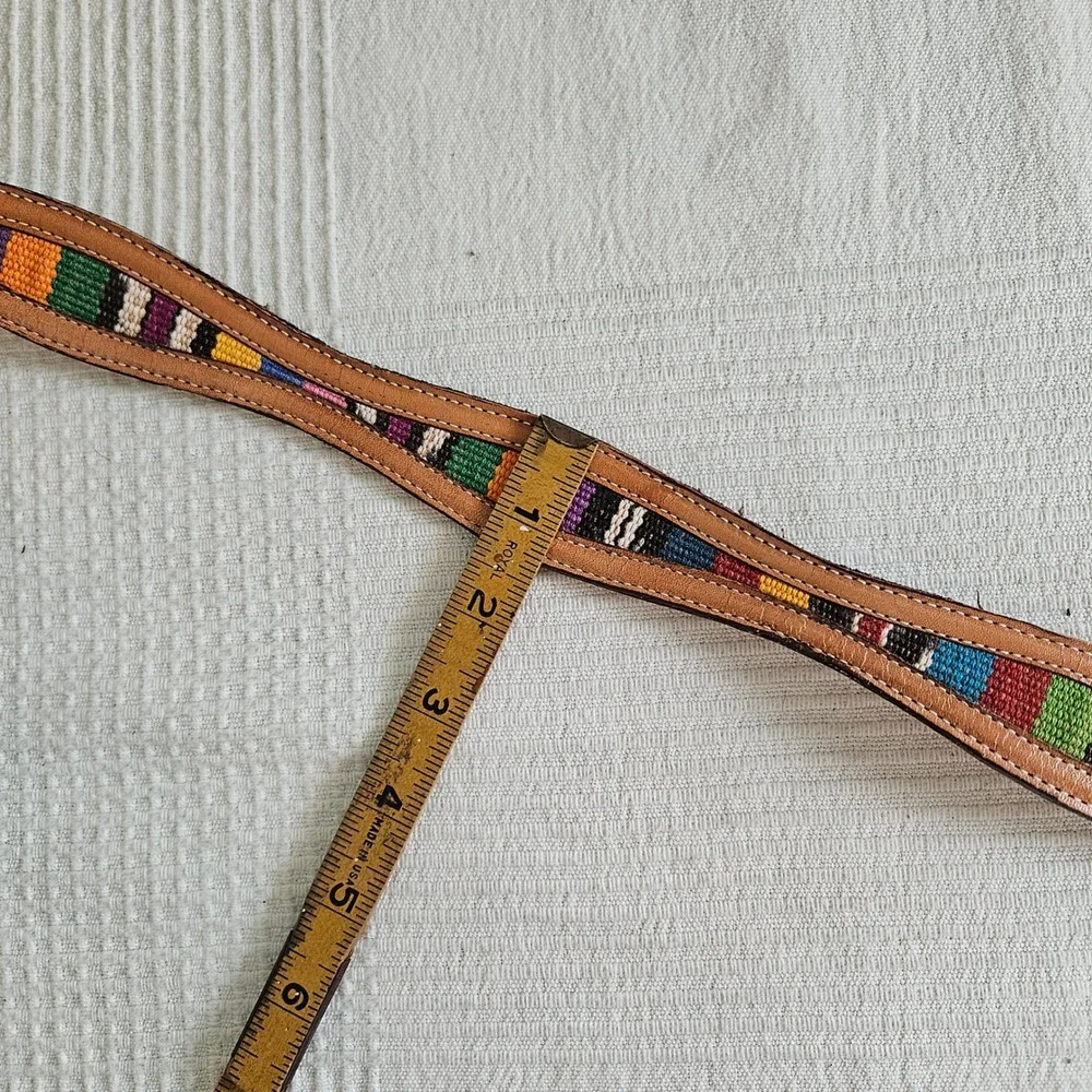 Nocona Multicolor Woven Inset Leather‎ Belt Sz 34 Tan Brown